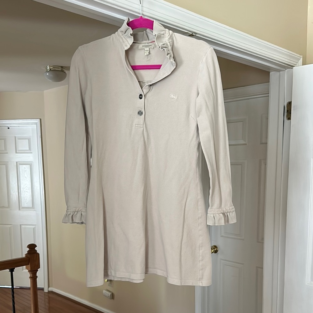 Burberry Cream Long Sleeve Dress